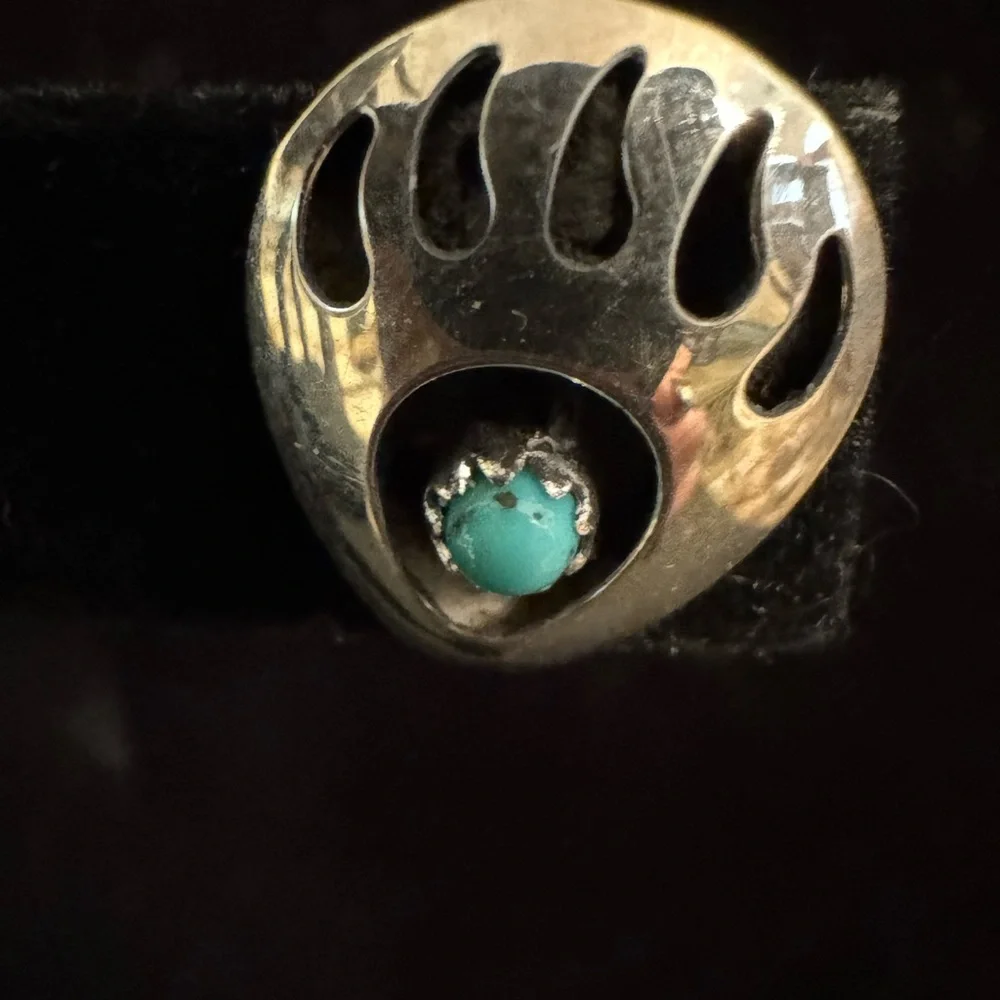Native American bear paw sterling silver‎ with turquoise earrings